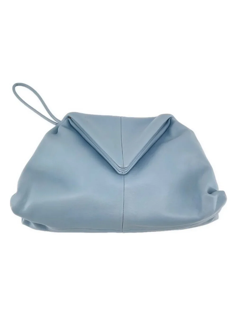 Bottega Veneta Leather Triangle Clutch Light Blue